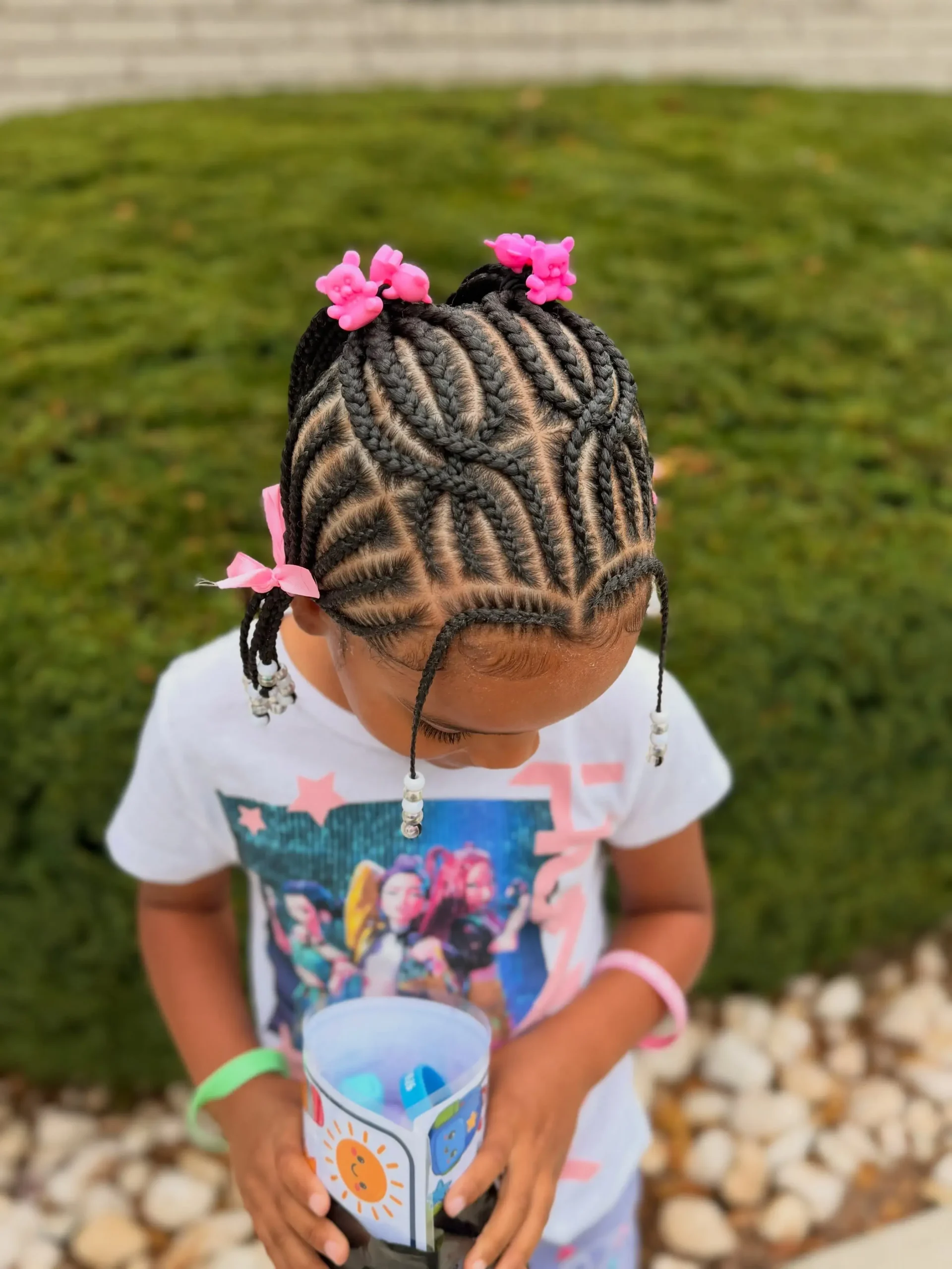 Pink Butterfly Patterned Cornrows