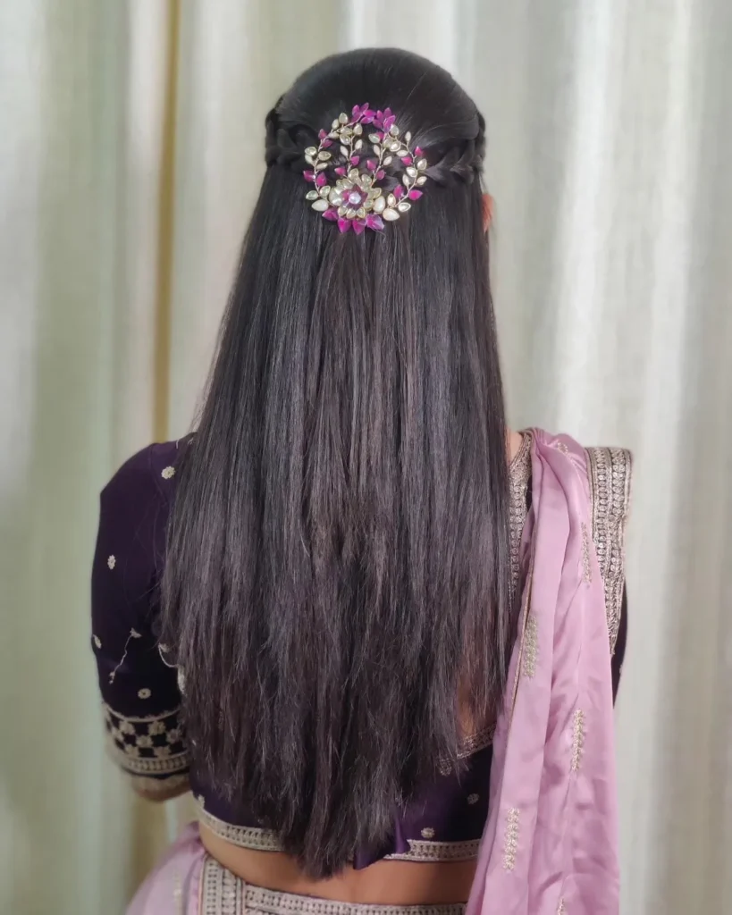 Pink Floral Half Up Braid