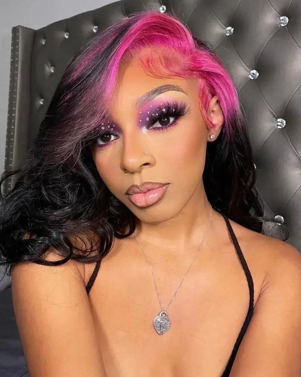 Pink Front Streak Black Waves