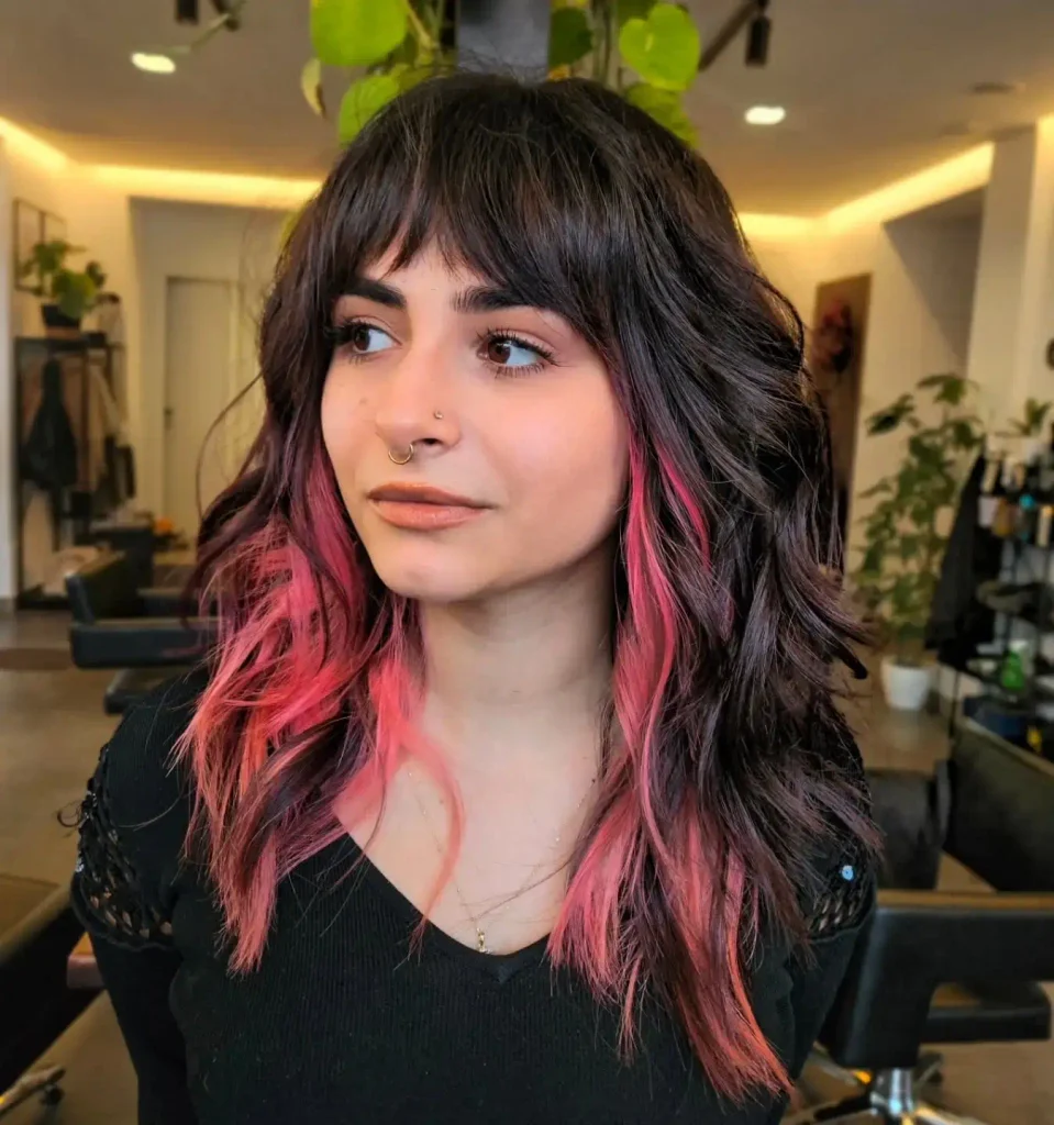 Pink Highlight Shag Cut