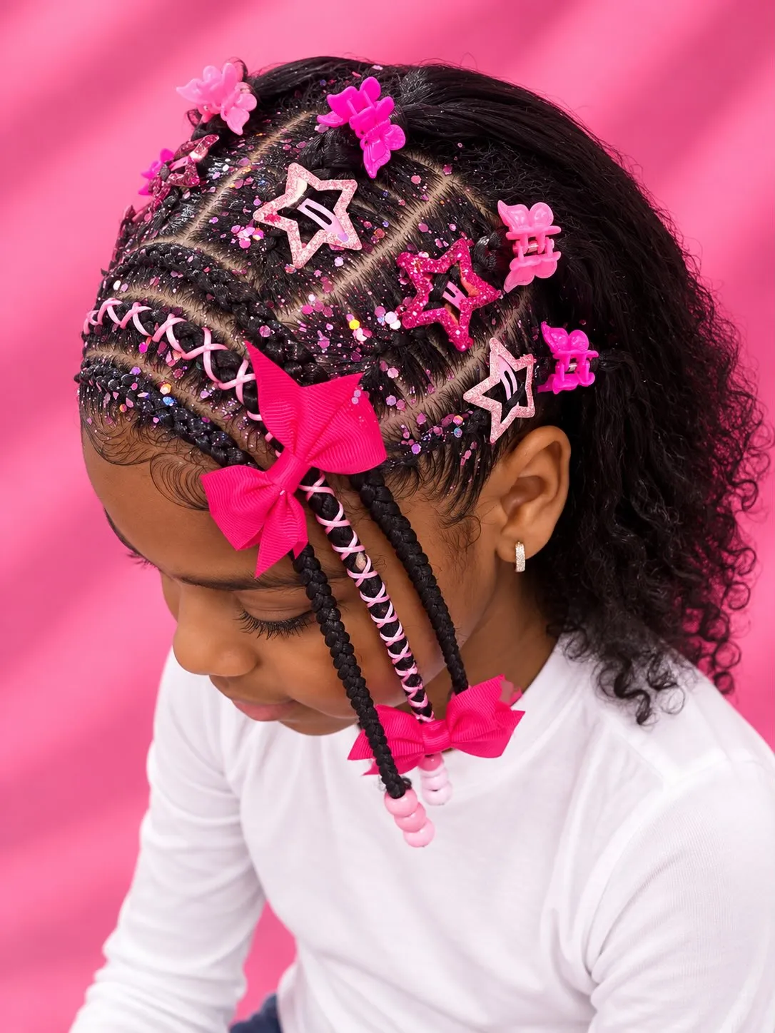 Pink Star Sprinkle Cornrows