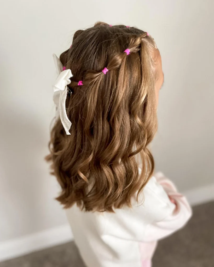 Pink Tie Half-Up Waves