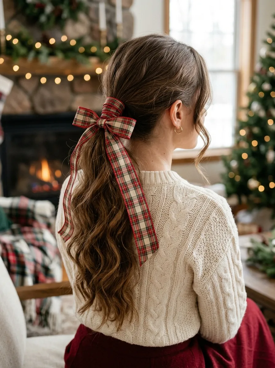 Plaid Ribbon Pony Wrap