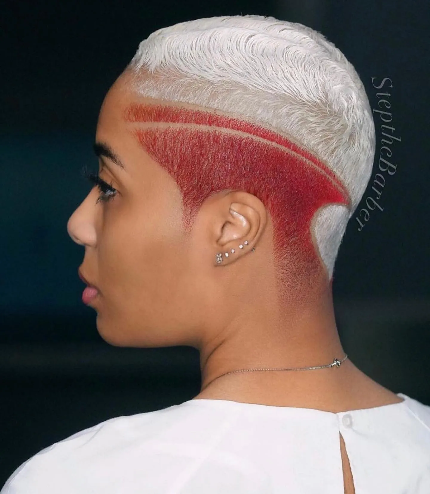 Platinum Red Artistic Buzz Cut