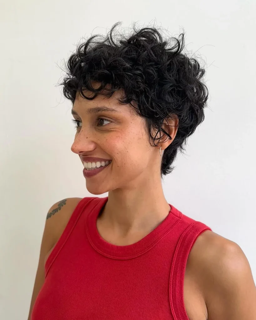 Playful Crop Curly Pixie Haircut