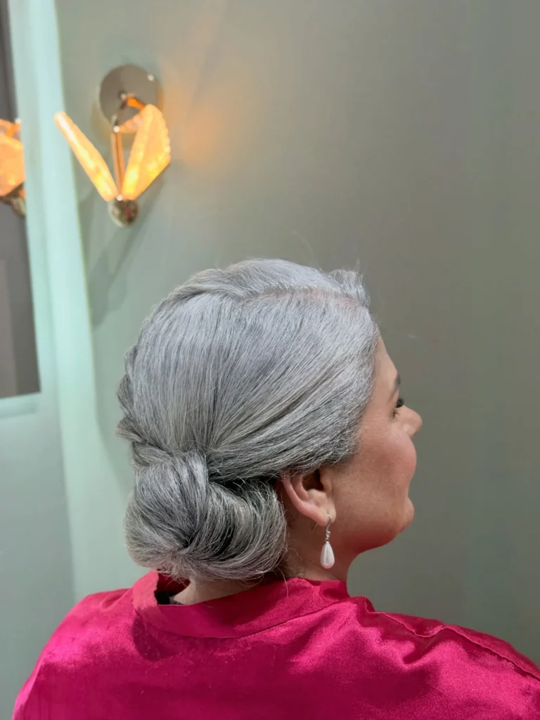 Polished Gray Low Bun