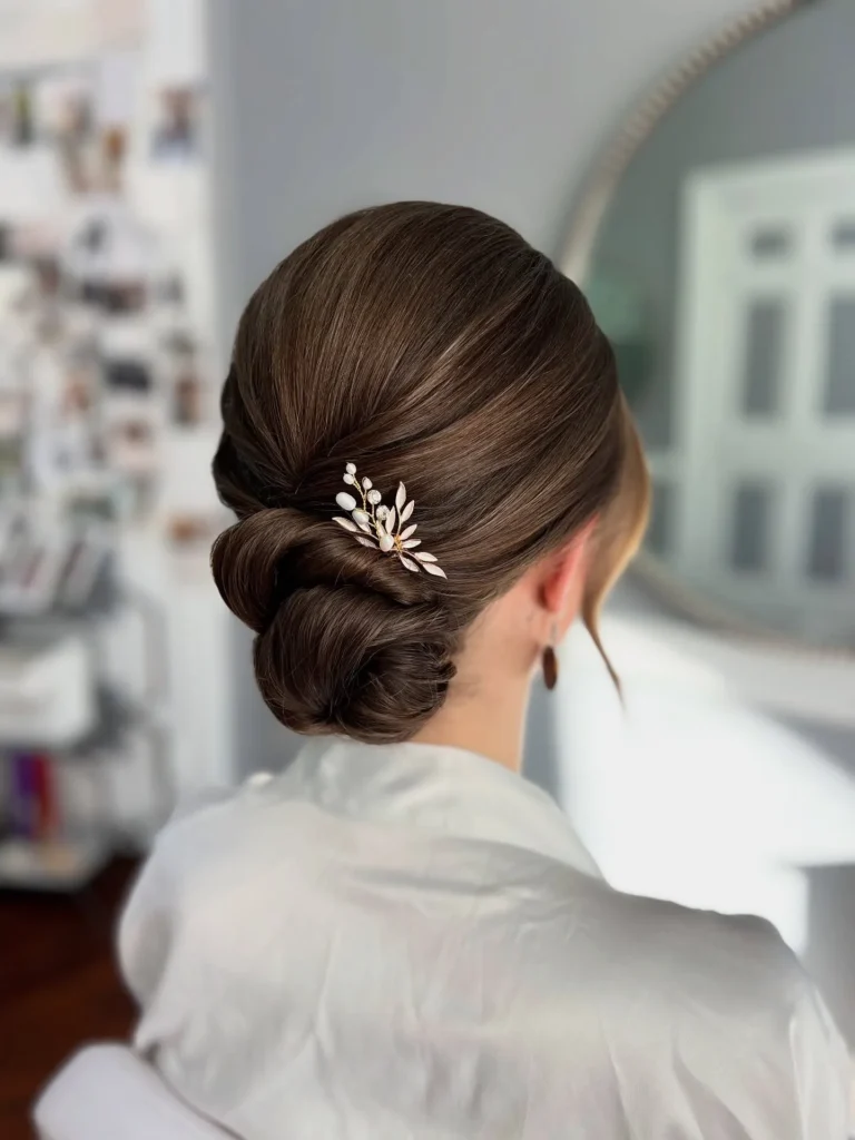 Polished chignon minimal hairpiece accent