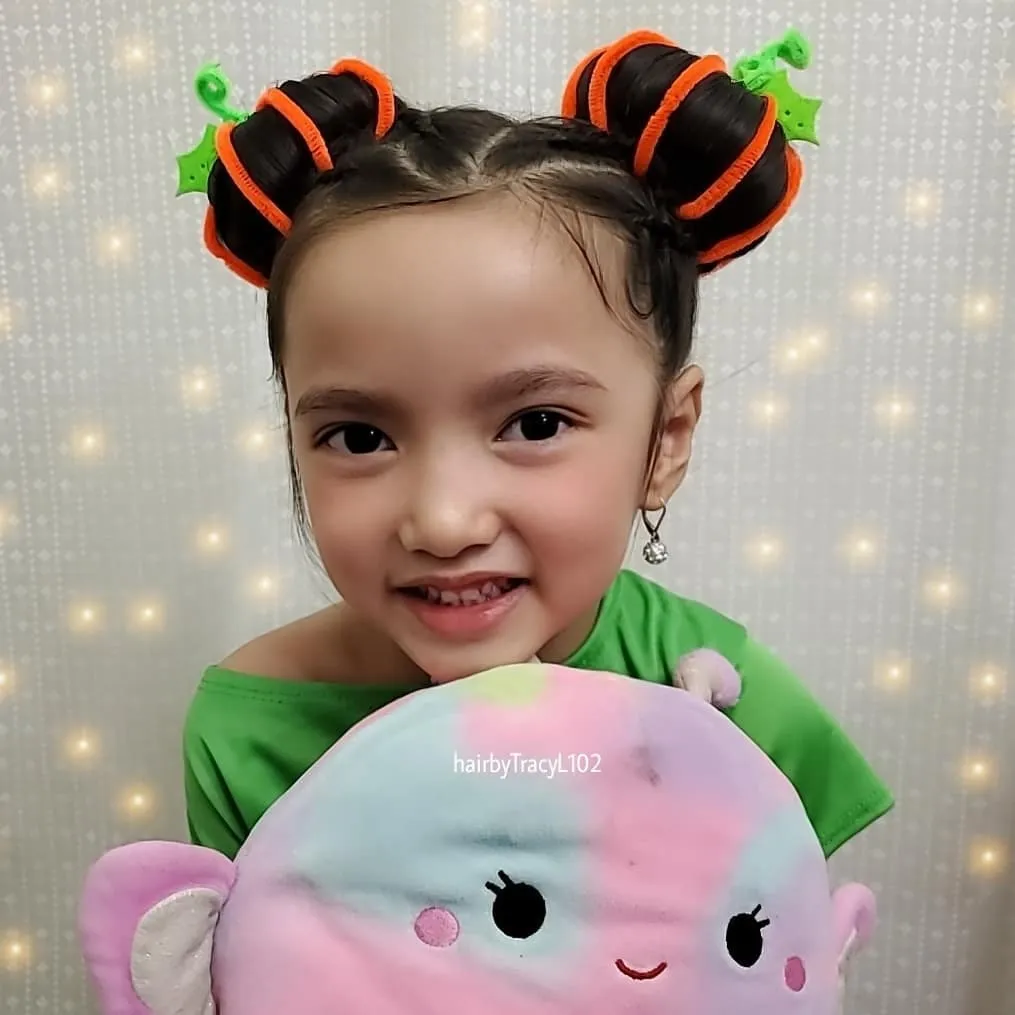 Pumpkin Spiral Space Buns