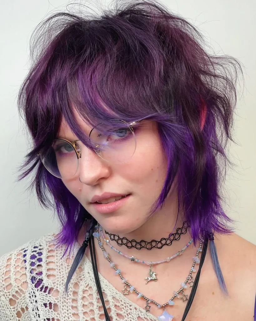 Purple Wolfy Shag Cut