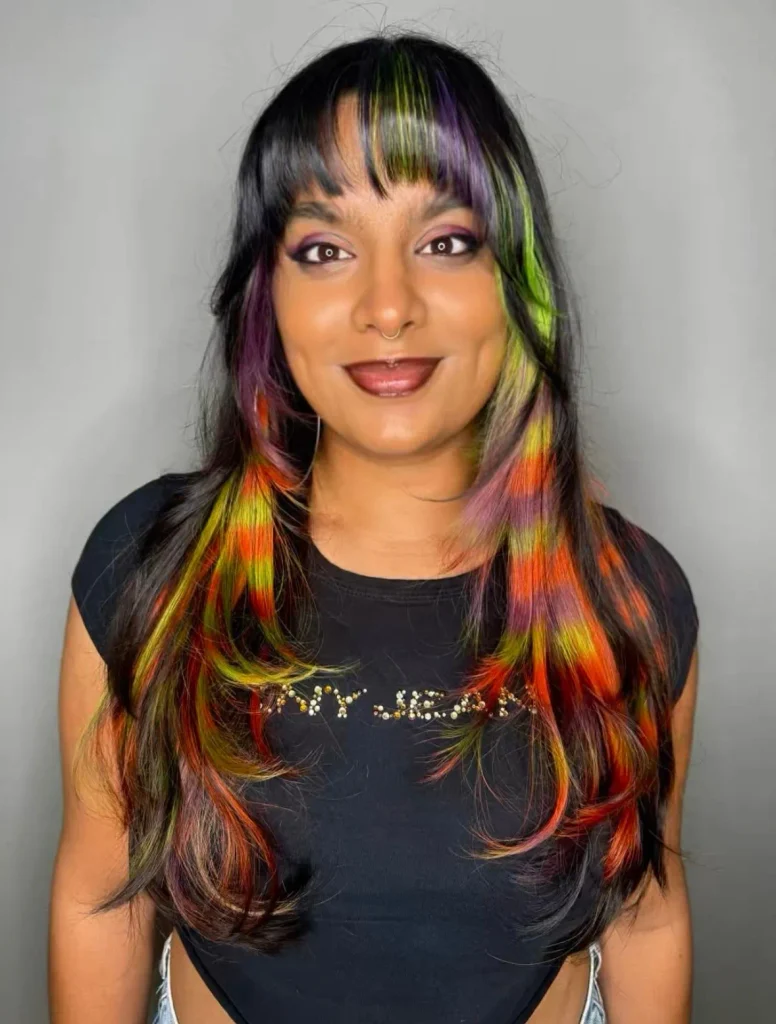 Rainbow Flame Layered Hair