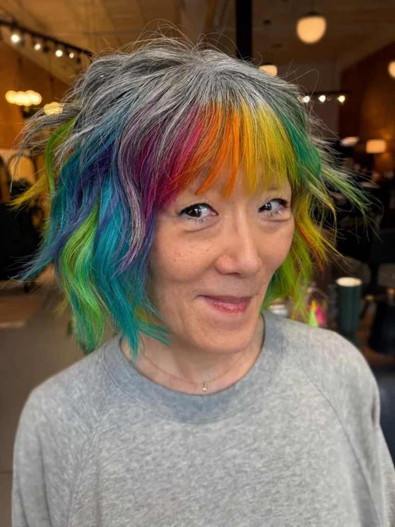 Rainbow Shag with Micro Bangs