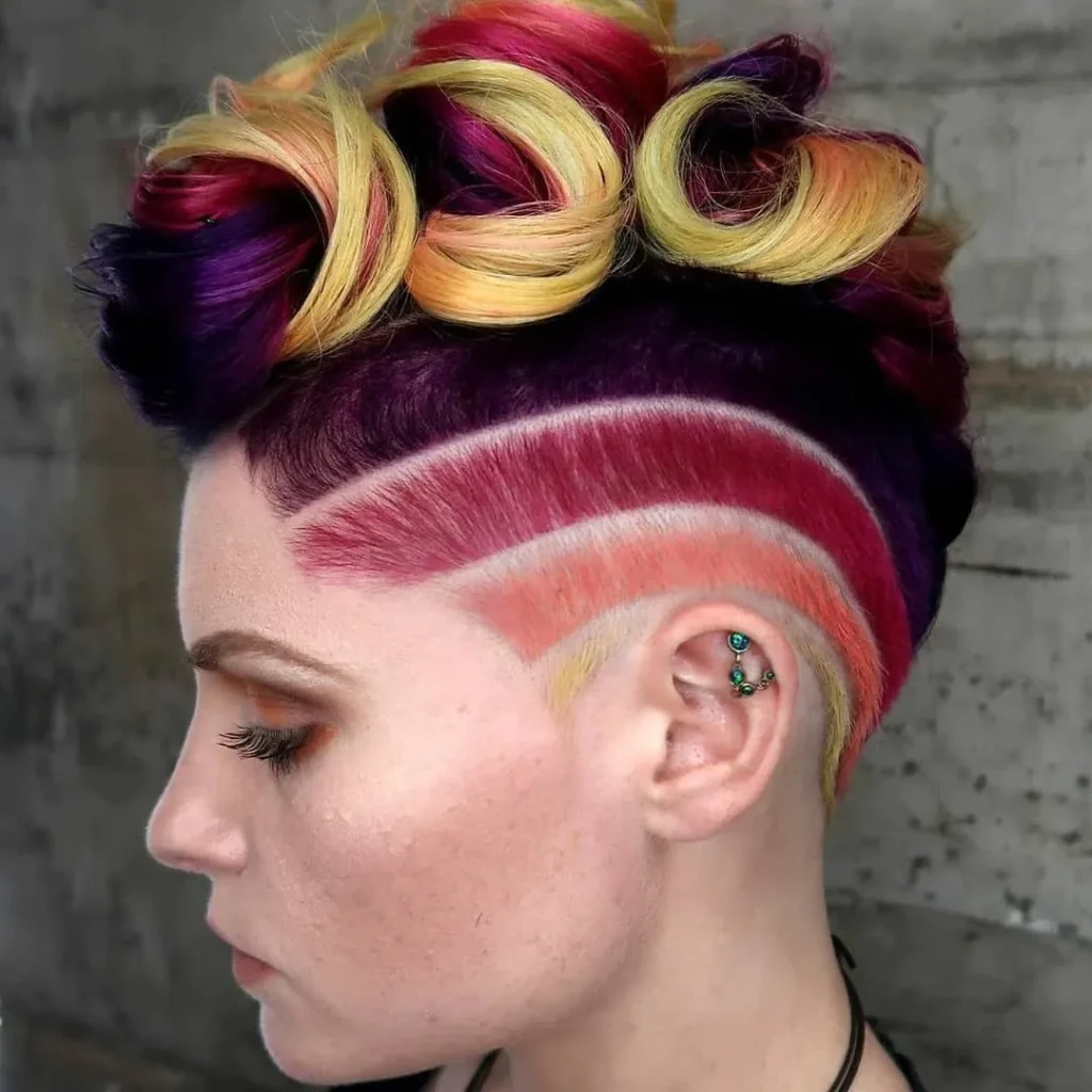 Rainbow Swirl Mohawk Undercut