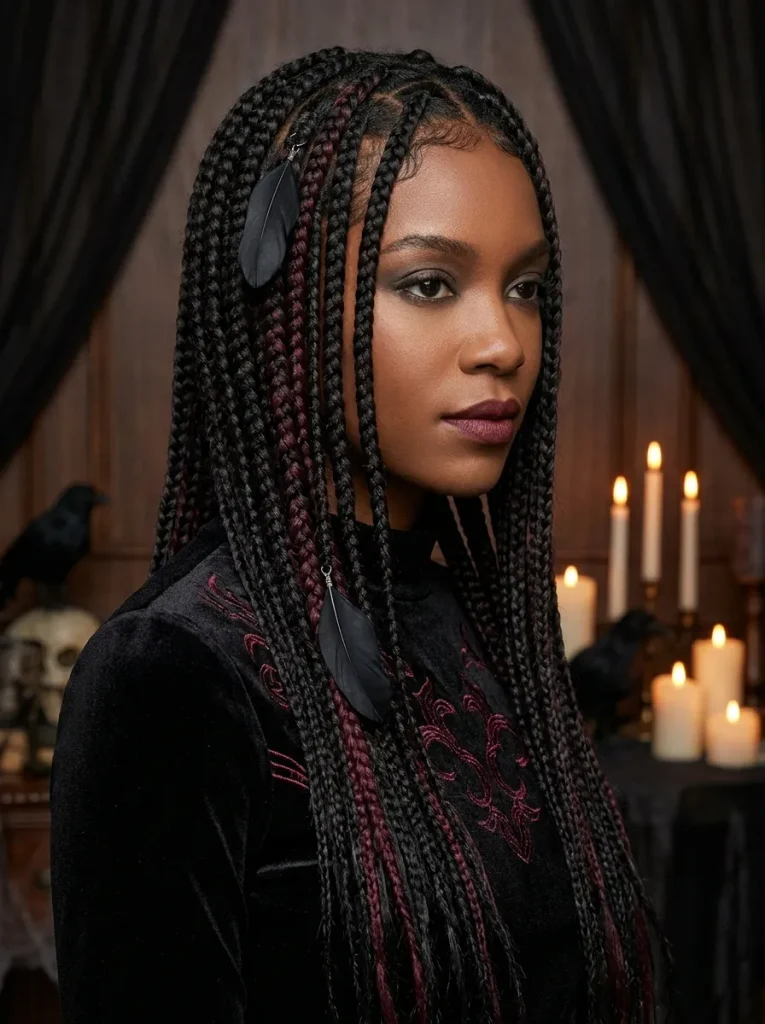 Raven Feather Box Braids