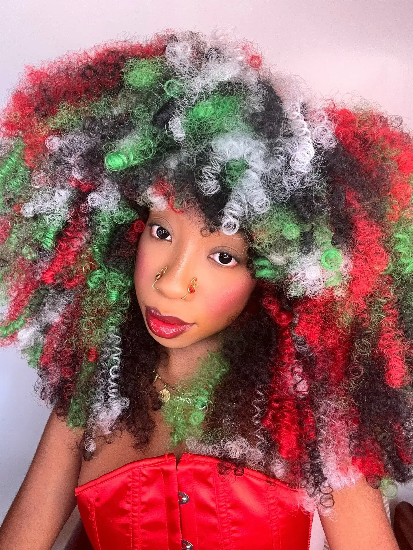 Red Green Frosted Curls
