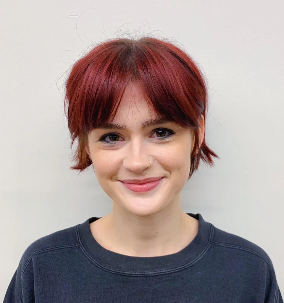 Red Shag with Split Bangs