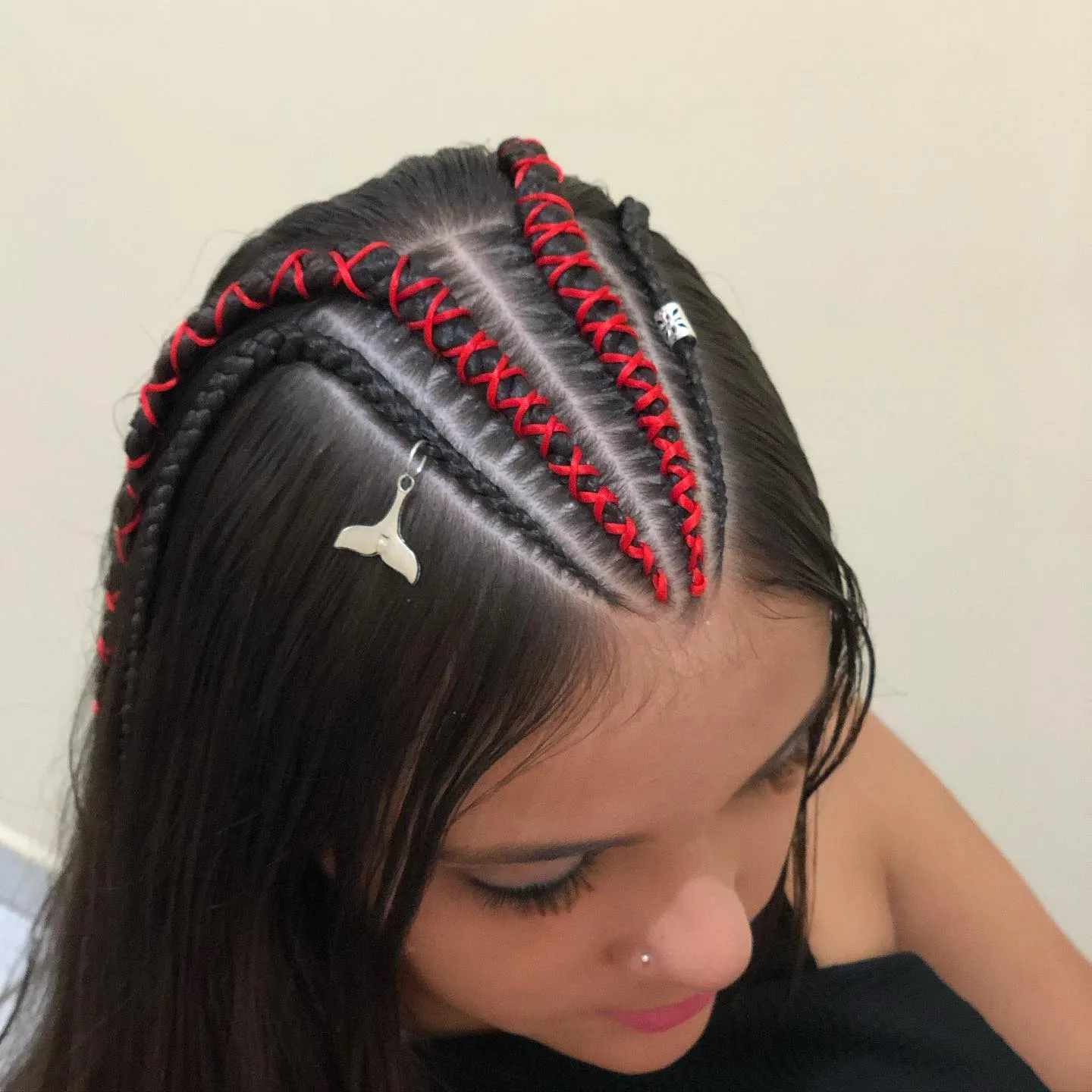 Red Thread Accent Cornrows