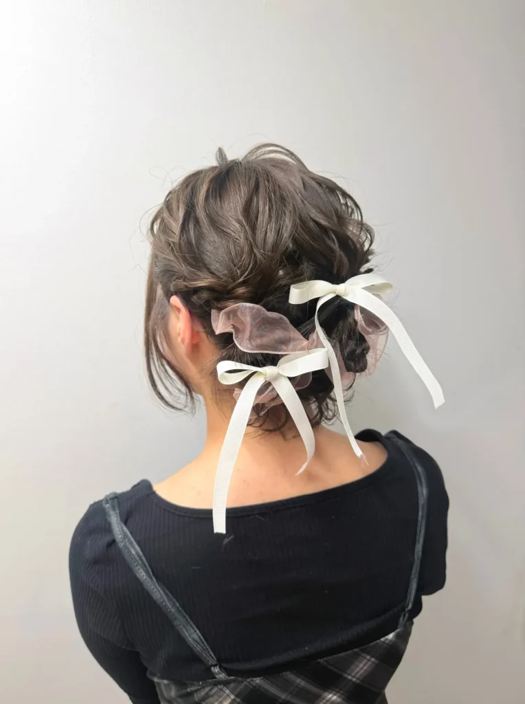 Ribbon Accent Low Bun Updo