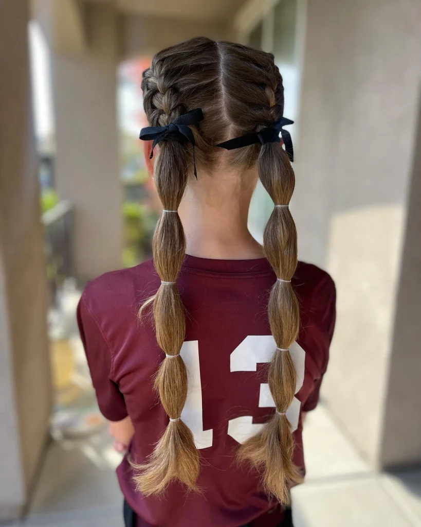 Ribboned Bubble Pigtails