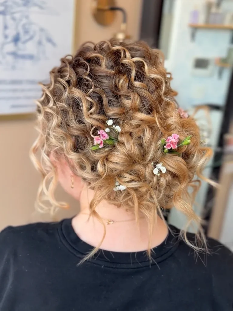 Romantic Curly Floral Bun