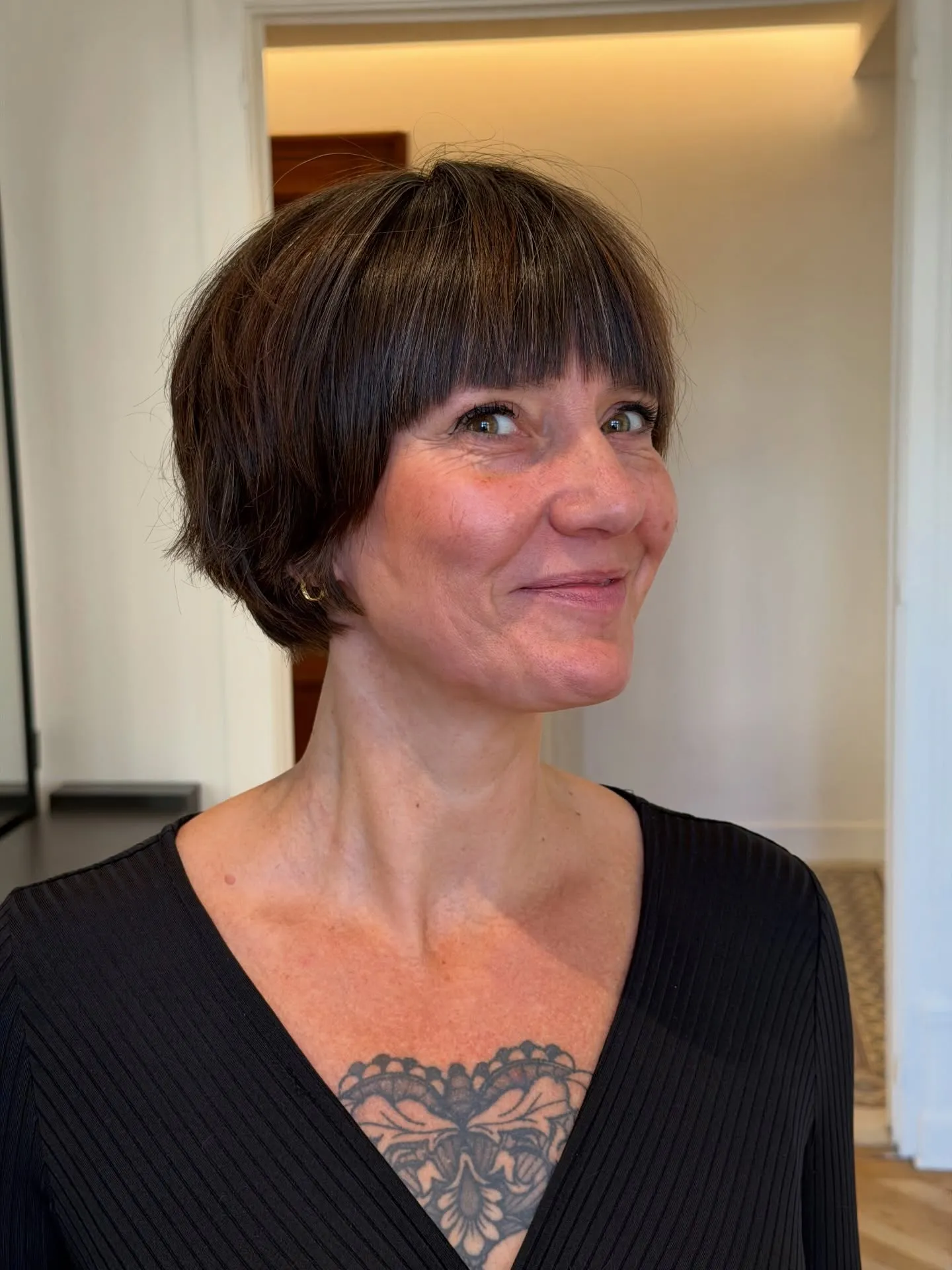 Rounded Chocolate Bob Bangs