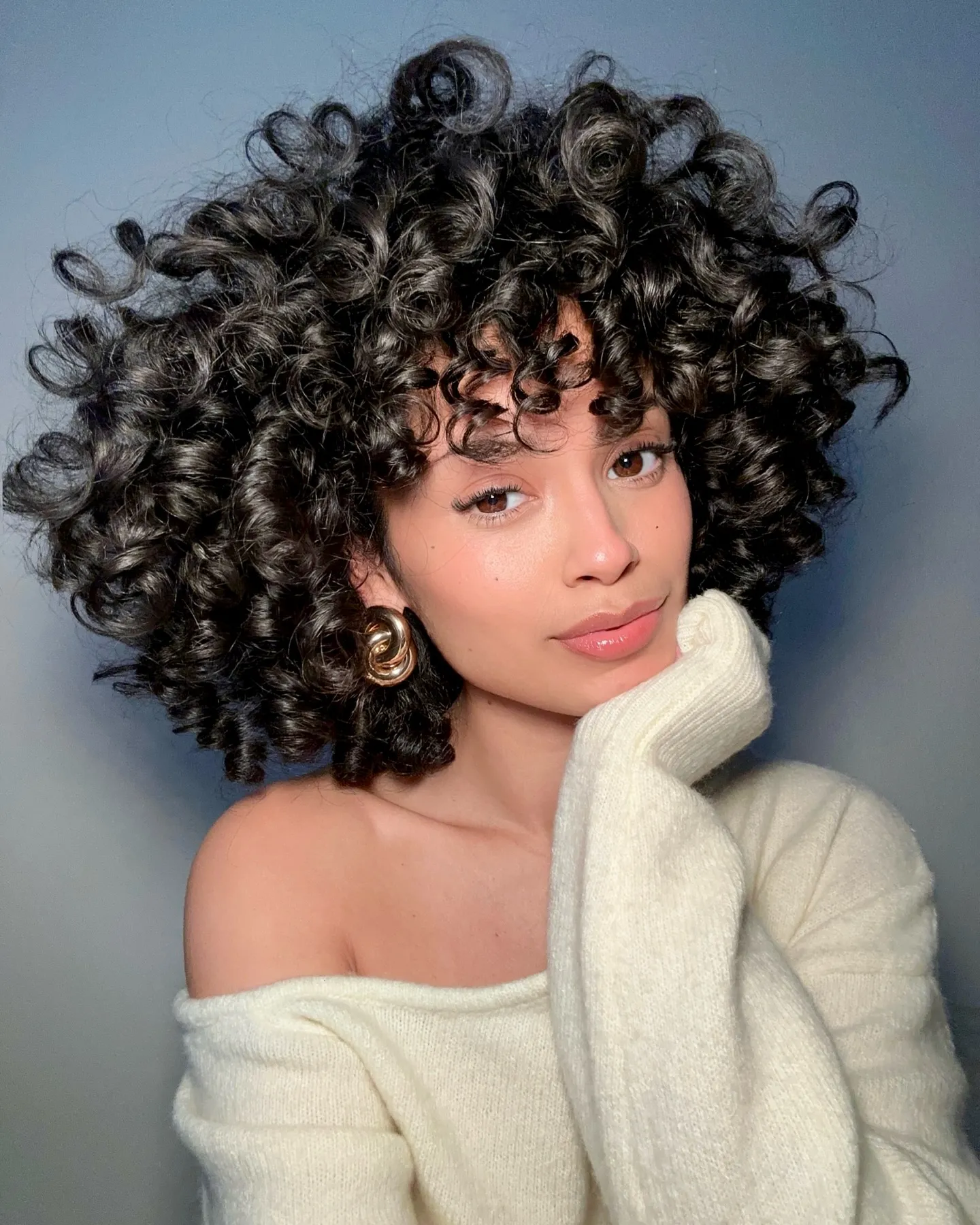 Rounded Curly Bob With Bangs