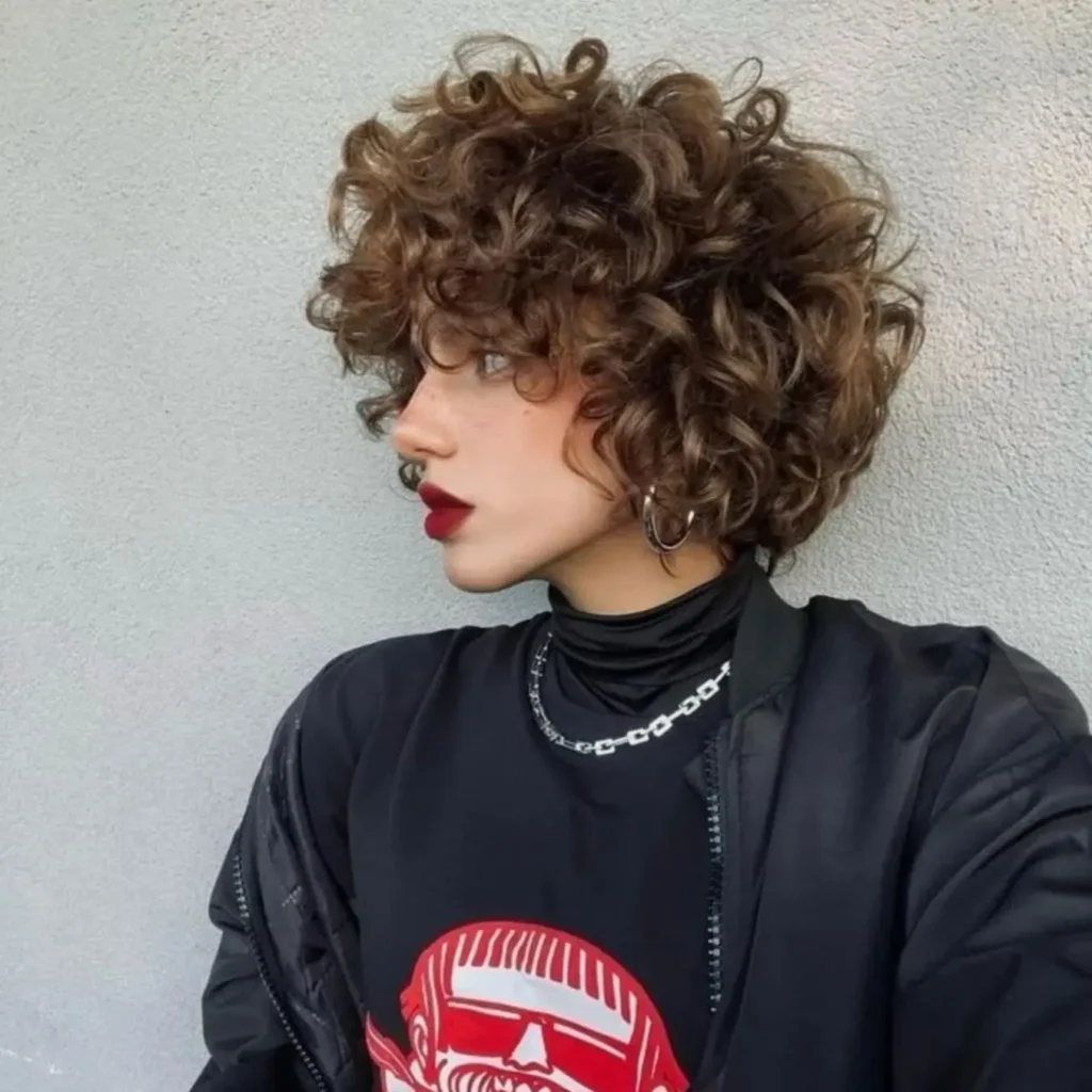 Rounded Dense Curl Pixie Haircut