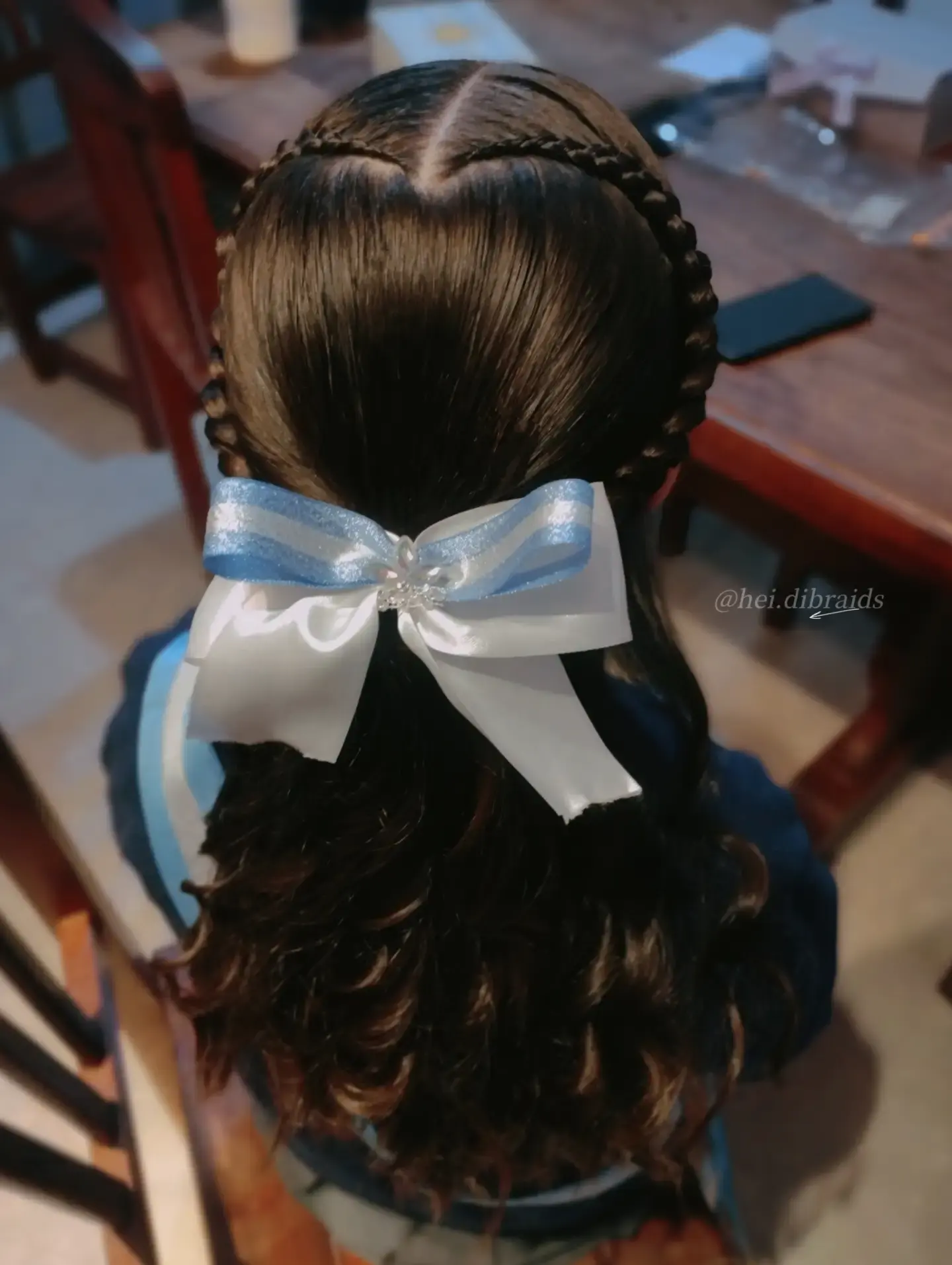 Satin Bow Double Braids