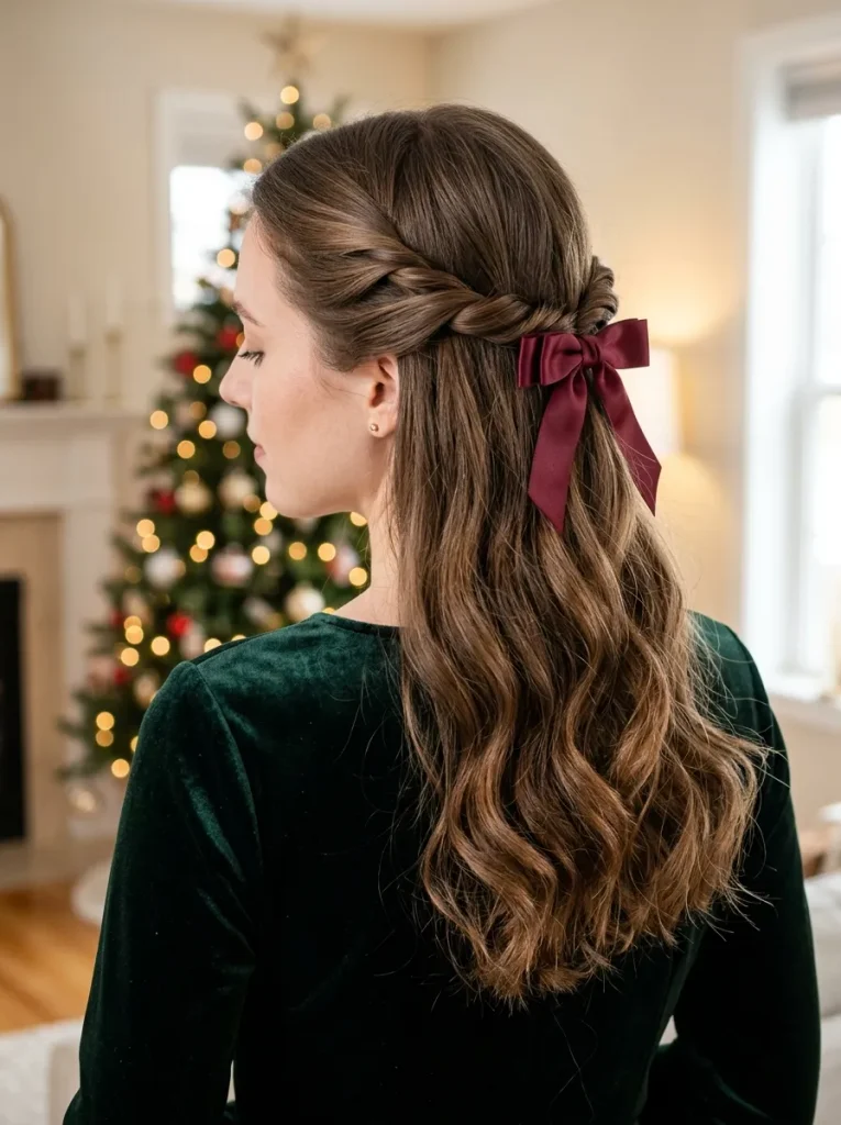 Satin Bow Half Updo