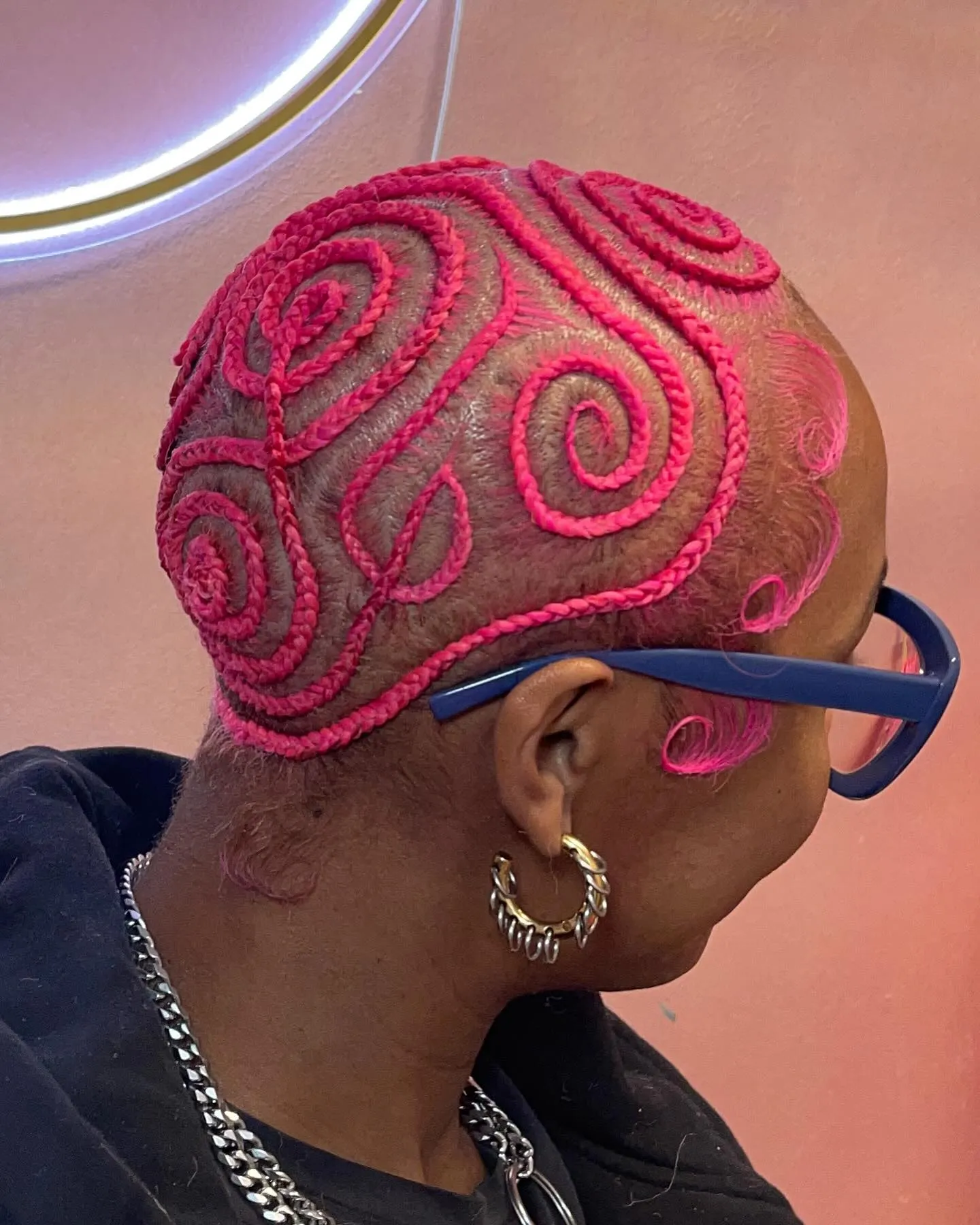 Sculpted Pink Swirl Cornrows