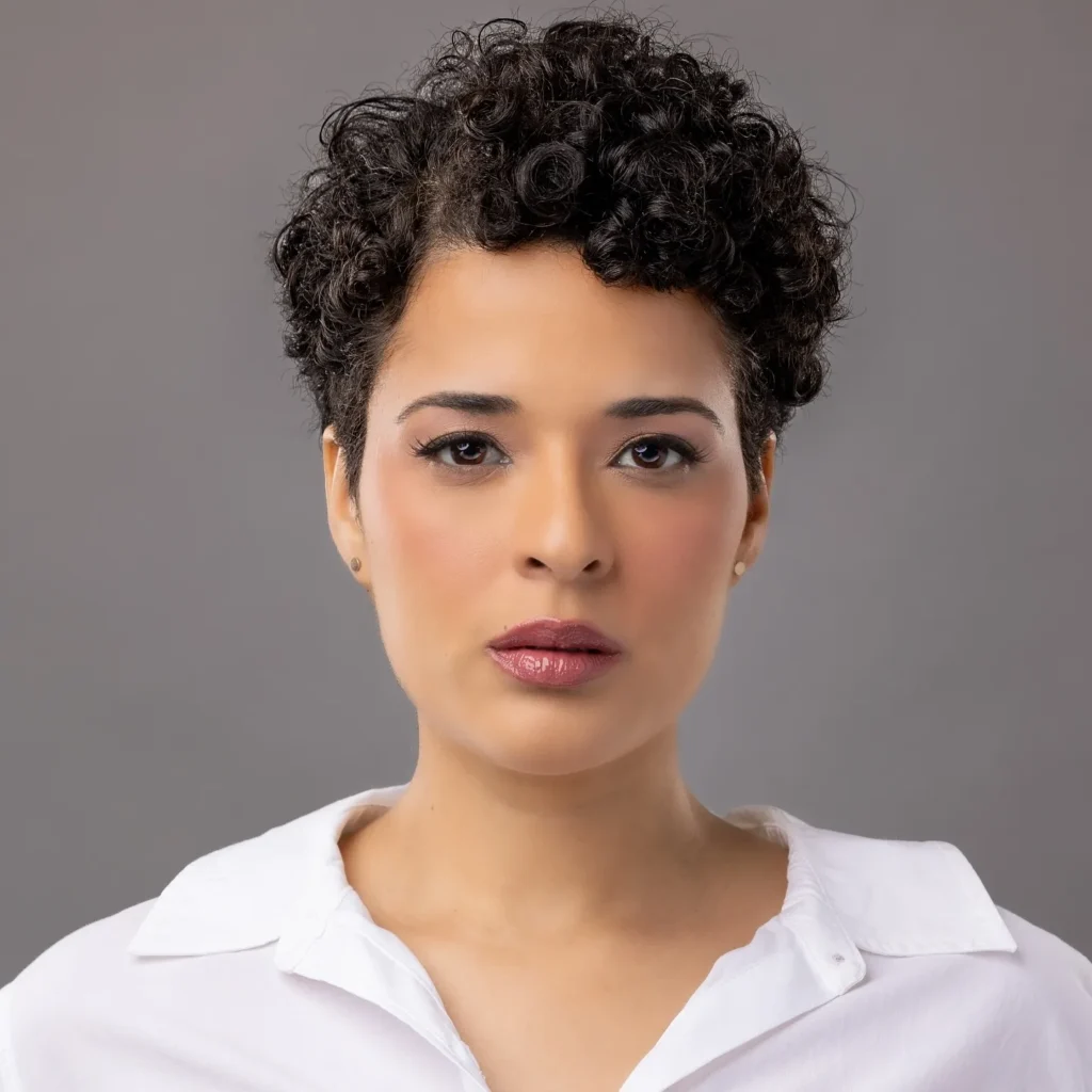 Sculpted Short Curl Pixie Haircut