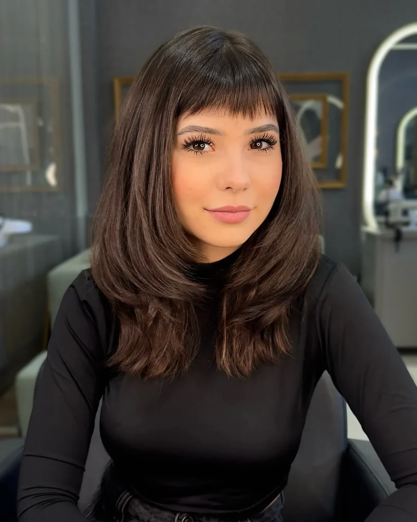 Sharp blunt cropped bangs