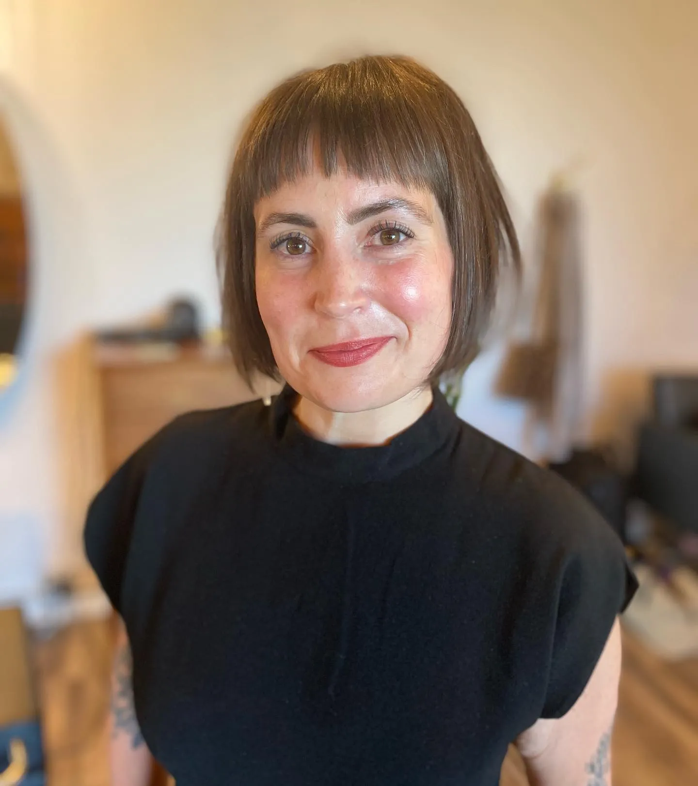 Short Brunette Bob With Bangs