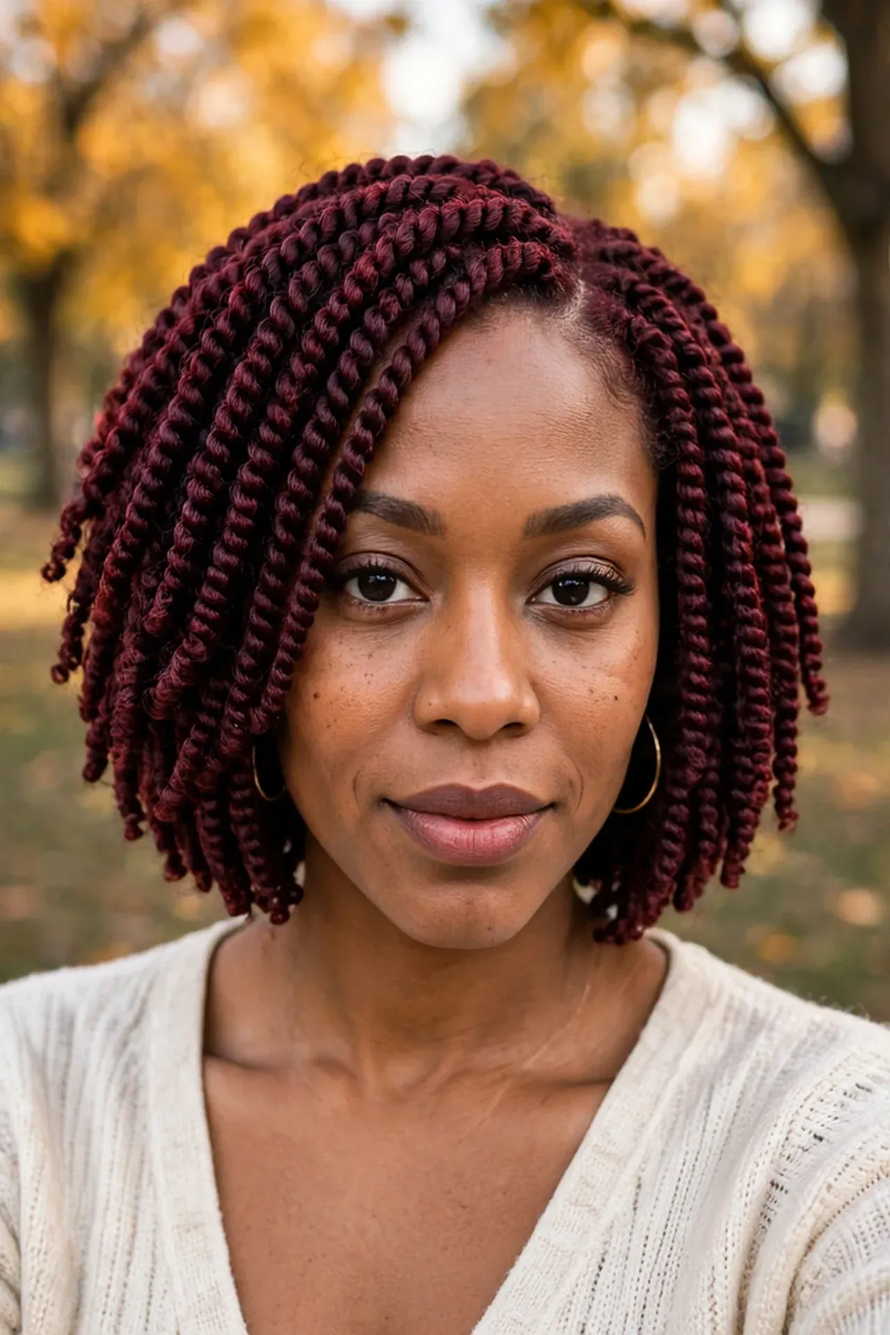 Short Burgundy Crochet Twists