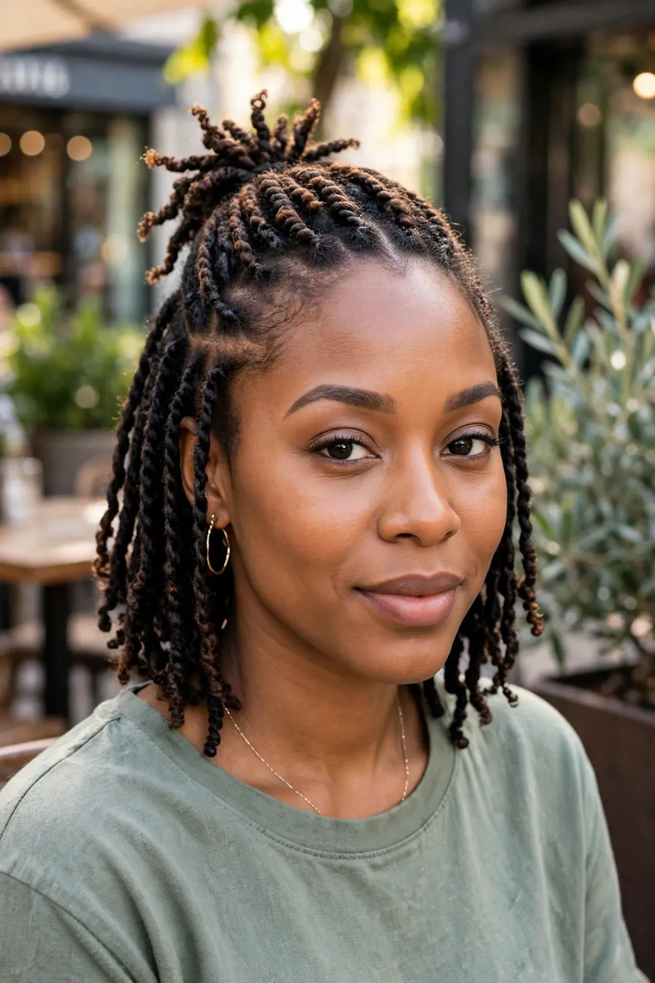 Short Crochet Twists Half Up Bun