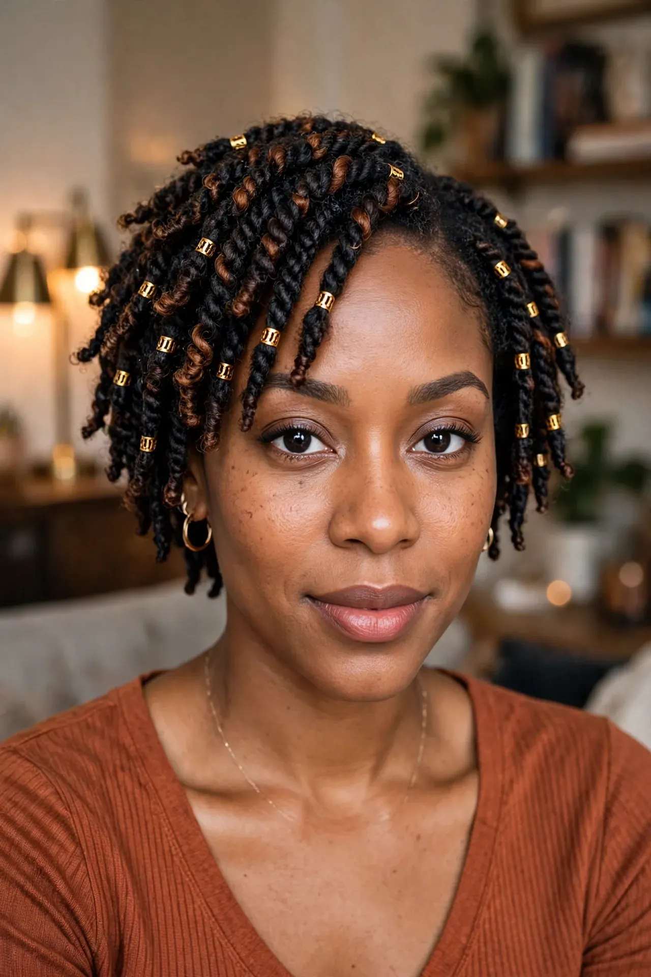 Short Crochet Twists with Gold Cuffs
