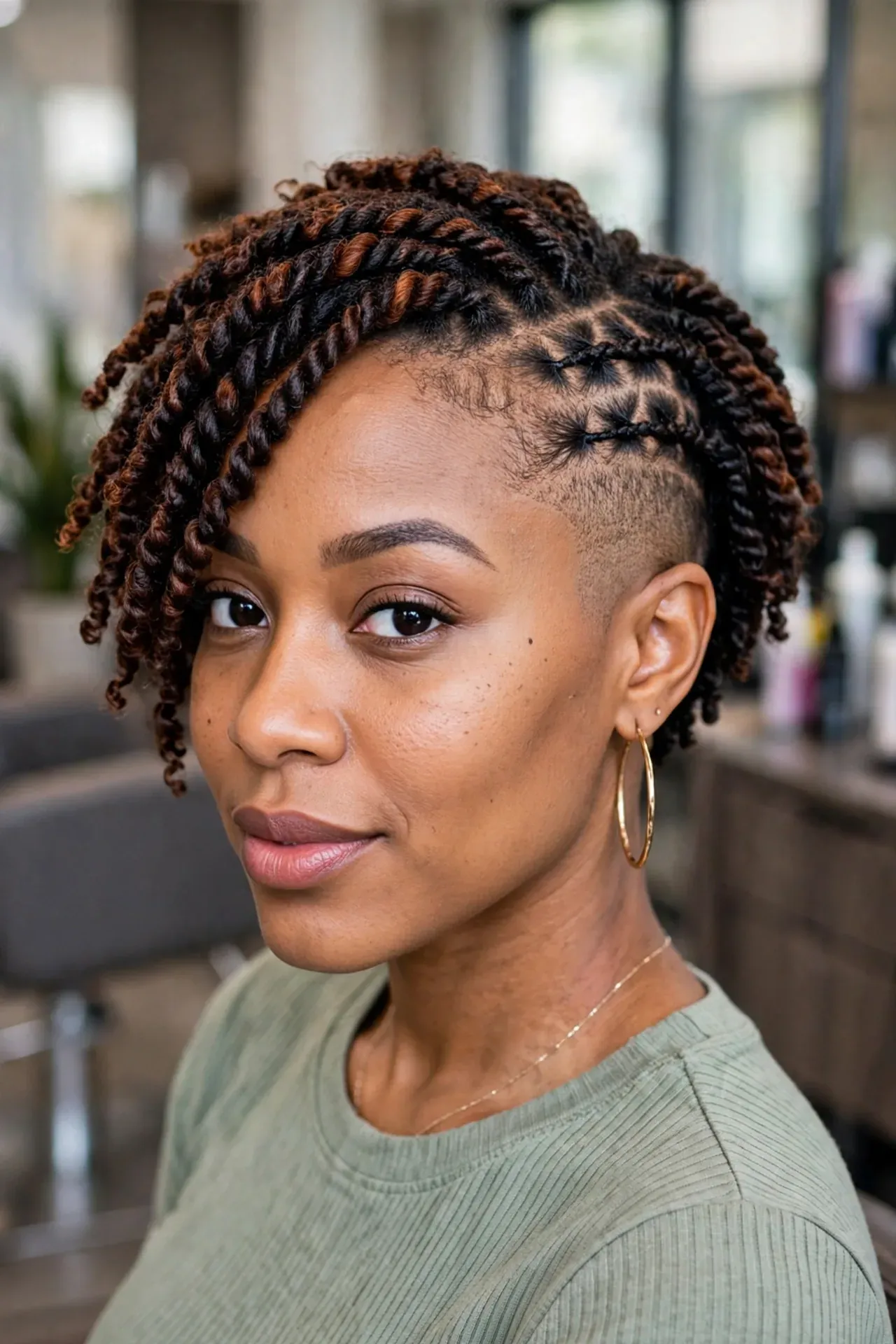 Short Crochet Twists with Shaved Side