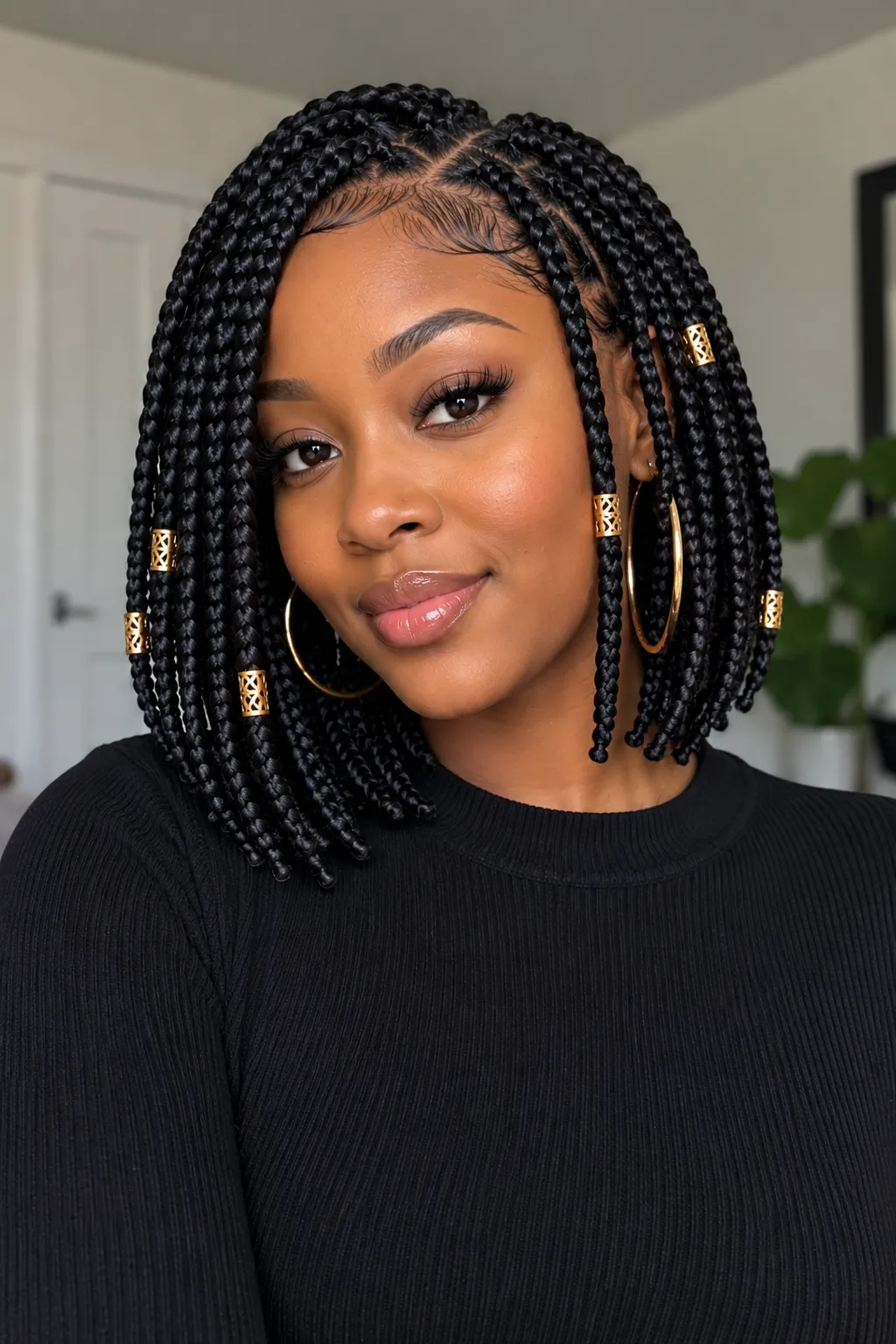Short Knotless Box Braids Bob