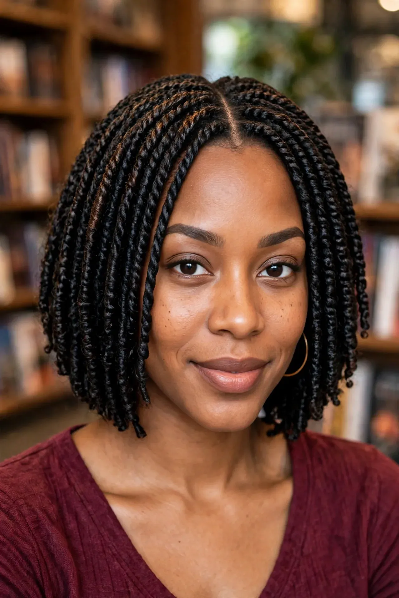 Short Middle Part Twist Bob