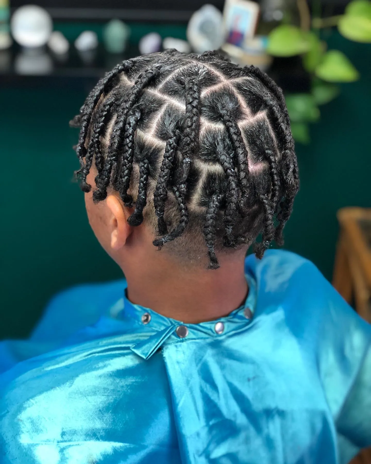Short Square Part Box Braids