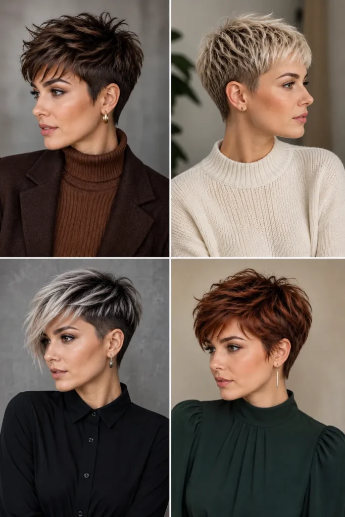 Short pixie haircut