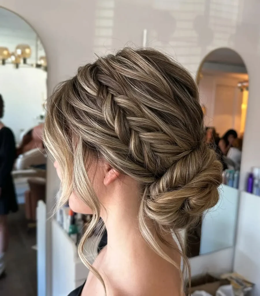 Side Braid Low Chignon Updos