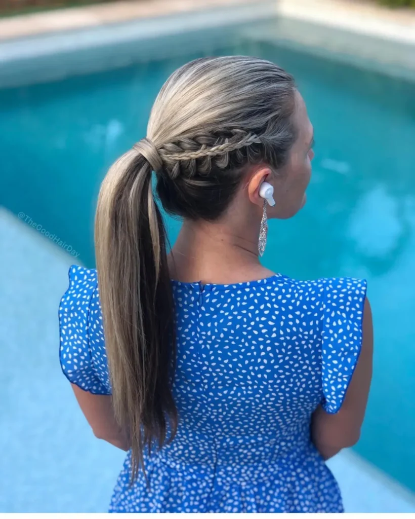 Side Braid Low Ponytail