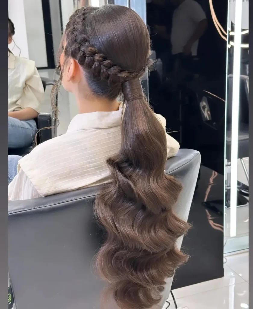 Side Braided Voluminous Ponytail