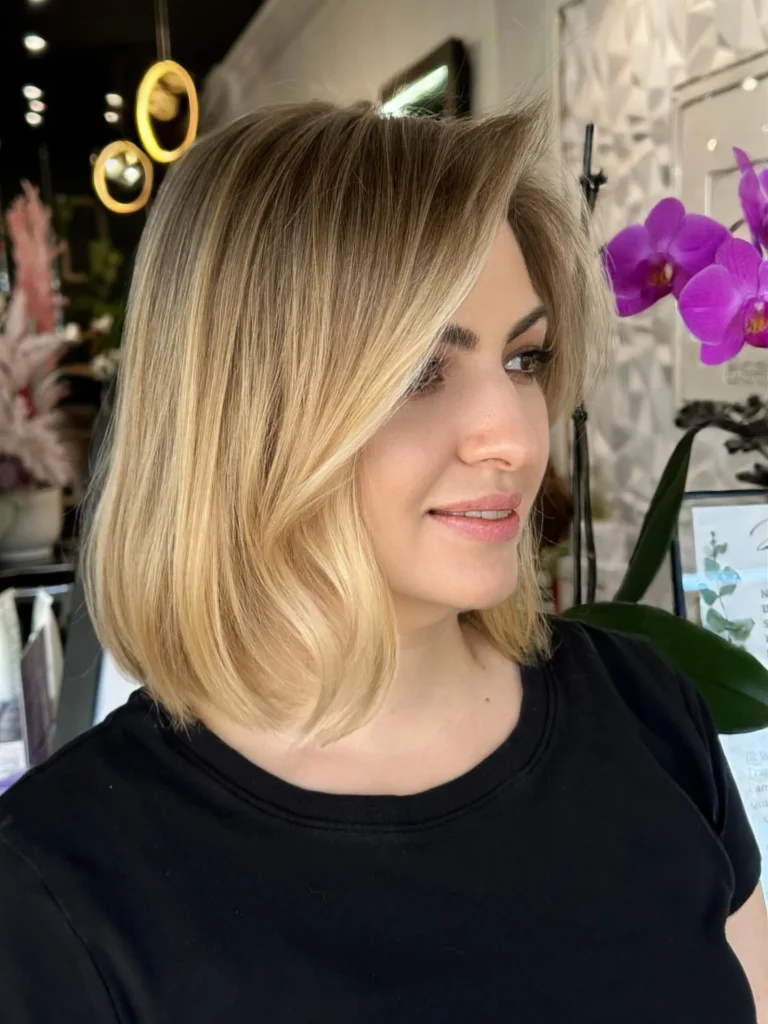 Side Parted Blonde Bob