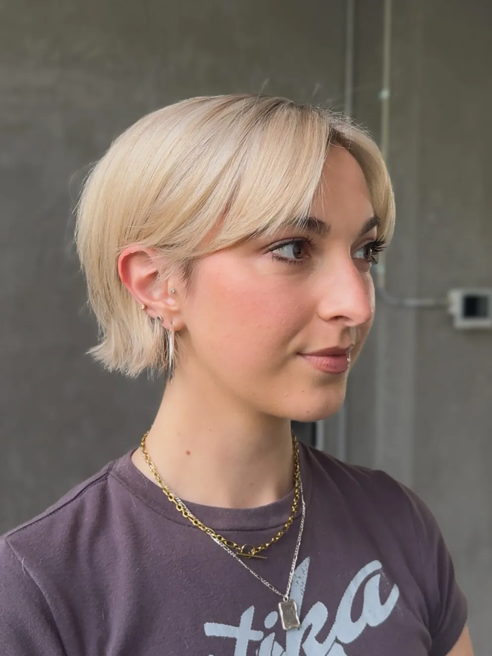 Side Swept Blonde Pixie Bob