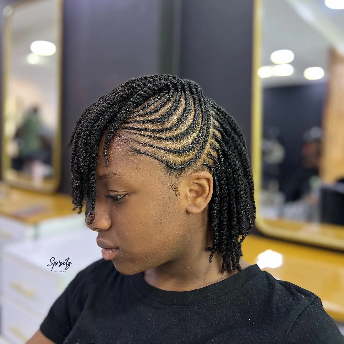 Side Swept Cornrow Bob
