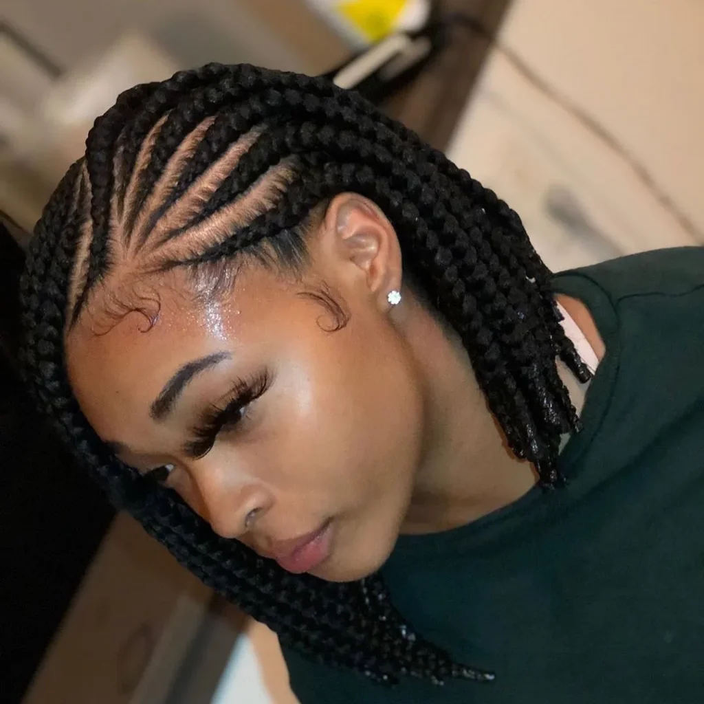 Side Swept Cornrow Bob