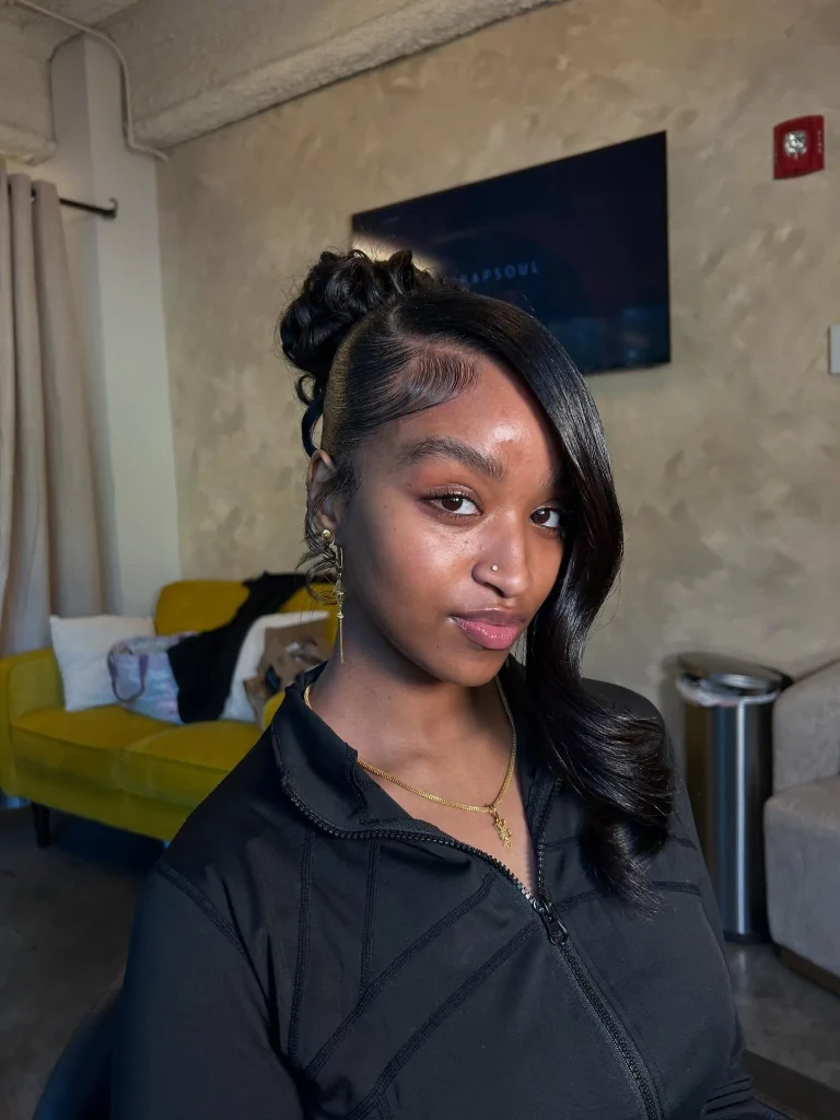 Side-Swept Curled Updo