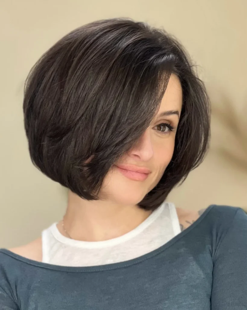 Side Swept Rounded Bob