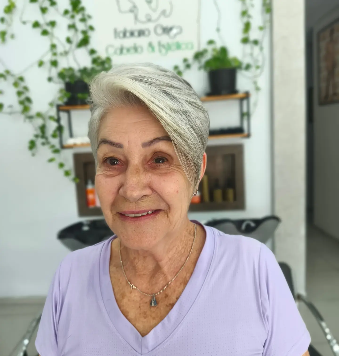 Side Swept Silver Pixie
